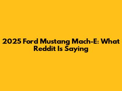 2025 Ford Mustang Mach-E: What Reddit Is Saying