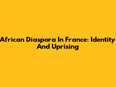 African Diaspora In France: Identity And Uprising