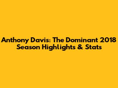 Anthony Davis: The Dominant 2018 Season Highlights & Stats