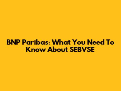 BNP Paribas: What You Need To Know About SEBVSE