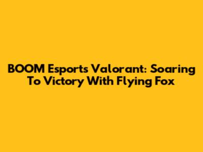 BOOM Esports Valorant: Soaring To Victory With Flying Fox