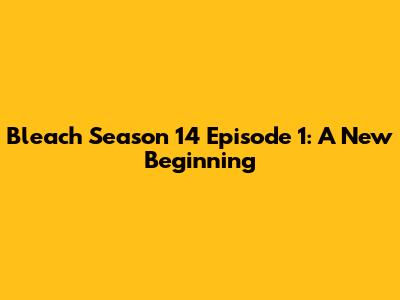 Bleach Season 14 Episode 1: A New Beginning