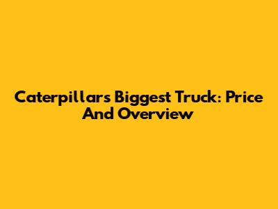Caterpillar's Biggest Truck: Price And Overview