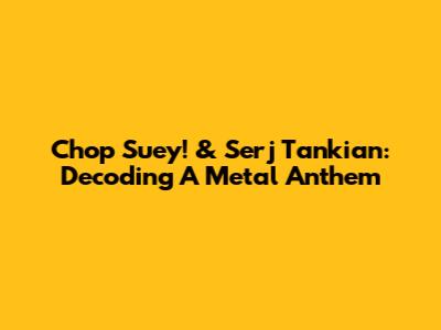 Chop Suey! & Serj Tankian: Decoding A Metal Anthem