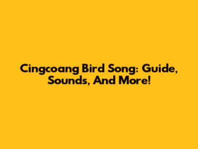 Cingcoang Bird Song: Guide, Sounds, And More!