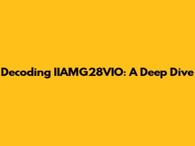 Decoding IIAMG28VIO: A Deep Dive