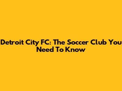 Detroit City FC: The Soccer Club You Need To Know
