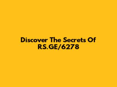 Discover The Secrets Of RS.GE/6278
