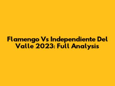 Flamengo Vs Independiente Del Valle 2023: Full Analysis