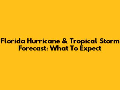 Florida Hurricane & Tropical Storm Forecast: What To Expect