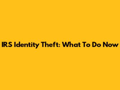 IRS Identity Theft: What To Do Now