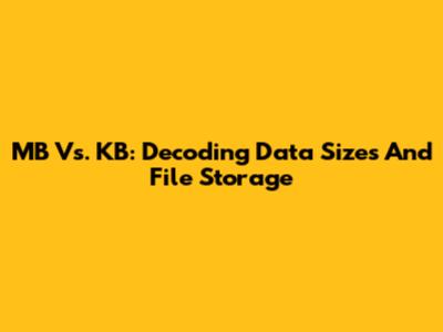 MB Vs. KB: Decoding Data Sizes And File Storage