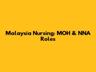 Malaysia Nursing: MOH & NNA Roles