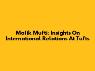 Malik Mufti: Insights On International Relations At Tufts