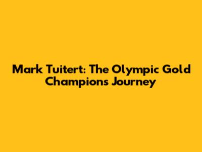 Mark Tuitert: The Olympic Gold Champion's Journey