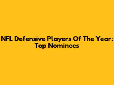 NFL Defensive Players Of The Year: Top Nominees