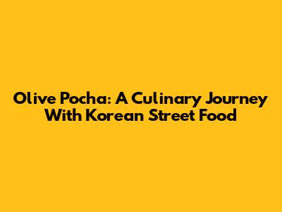 Olive Pocha: A Culinary Journey With Korean Street Food