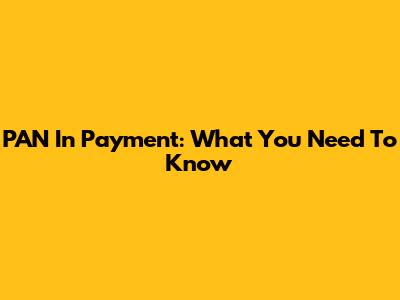 PAN In Payment: What You Need To Know