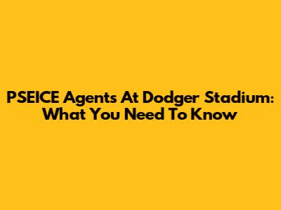 PSEICE Agents At Dodger Stadium: What You Need To Know