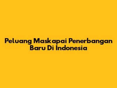 Peluang Maskapai Penerbangan Baru Di Indonesia