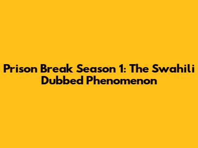 Prison Break Season 1: The Swahili Dubbed Phenomenon