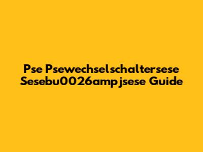 Pse Psewechselschaltersese Sesebu0026ampjsese Guide
