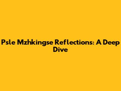 Psle Mzhkingse Reflections: A Deep Dive