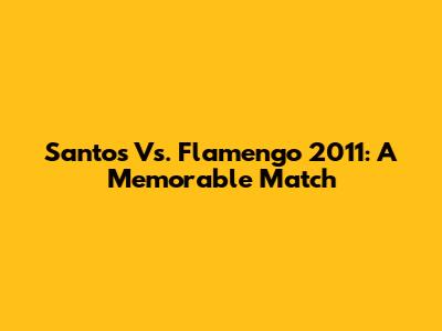 Santos Vs. Flamengo 2011: A Memorable Match