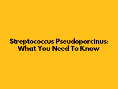 Streptococcus Pseudoporcinus: What You Need To Know
