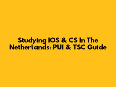 Studying IOS & CS In The Netherlands: PUI & TSC Guide