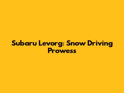 Subaru Levorg: Snow Driving Prowess