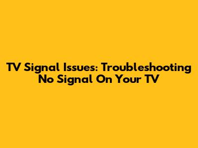 TV Signal Issues: Troubleshooting No Signal On Your TV