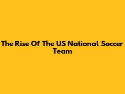 The Rise Of The US National Soccer Team