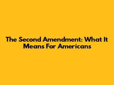 The Second Amendment: What It Means For Americans