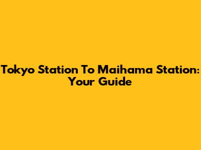 Tokyo Station To Maihama Station: Your Guide