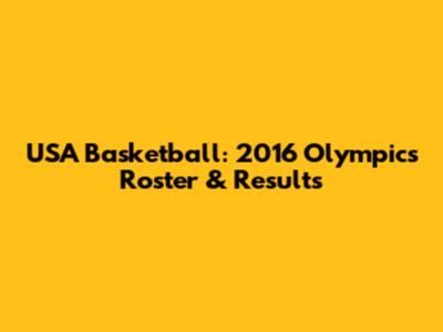 USA Basketball: 2016 Olympics Roster & Results