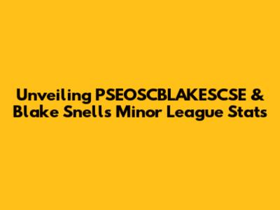 Unveiling PSEOSCBLAKESCSE & Blake Snell's Minor League Stats