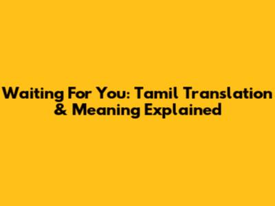 Waiting For You: Tamil Translation & Meaning Explained
