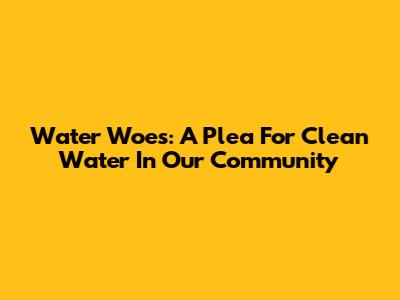 Water Woes: A Plea For Clean Water In Our Community