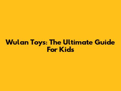Wulan Toys: The Ultimate Guide For Kids